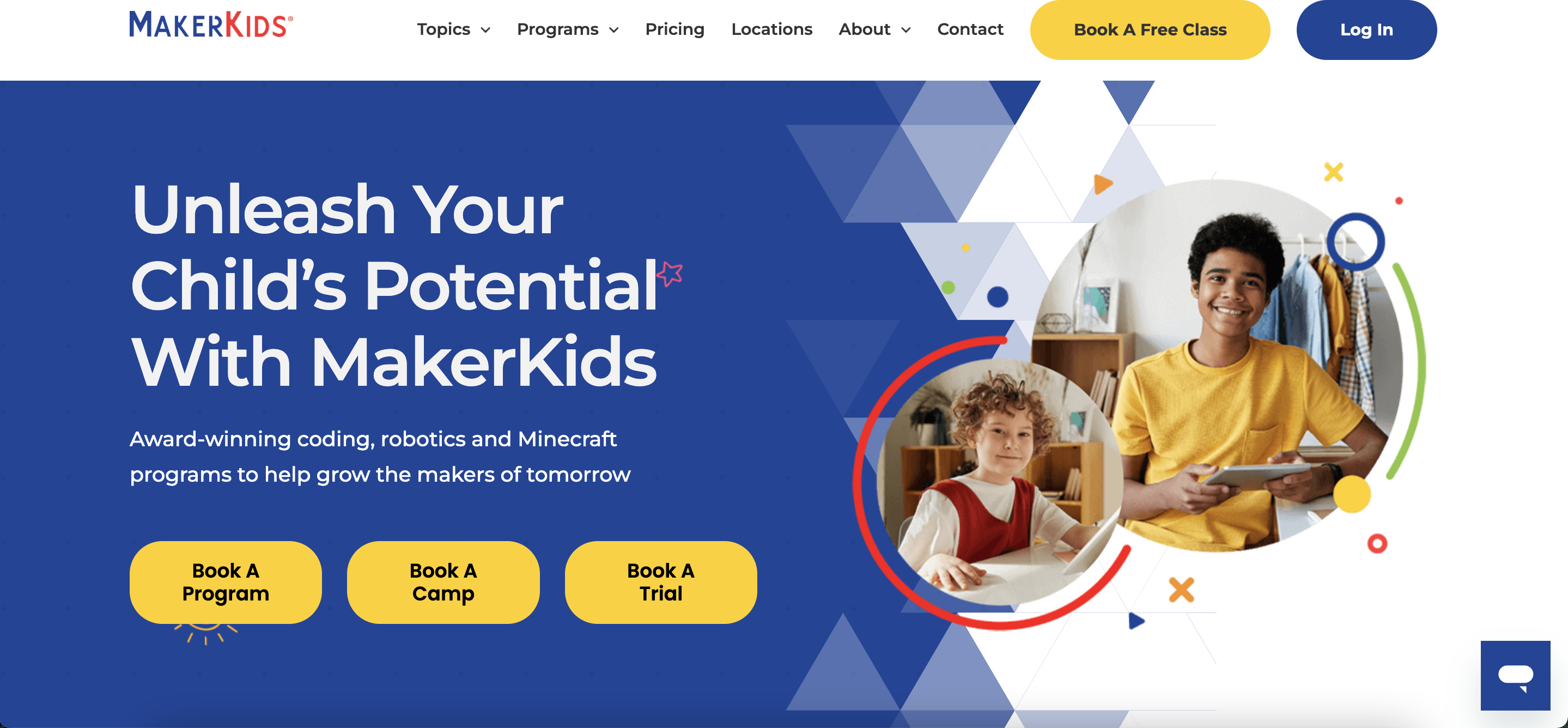 Screenshot main page makerkids website